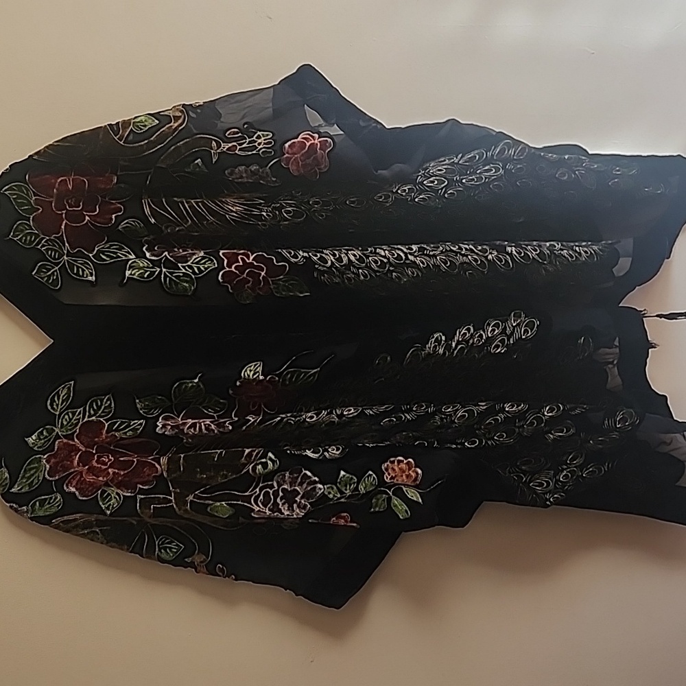 Hand Made VELVET Scarf SILK with Rayon Etched Velvet Rectangle,scarf,cape,cumino - Picture 6 of 6